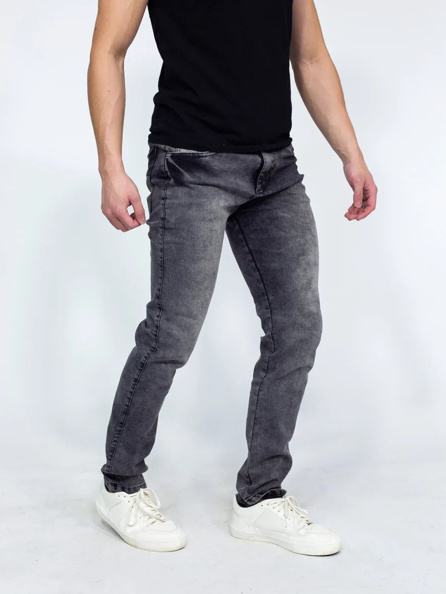 Calça Denim Masculina Preta Marmorizada Premium