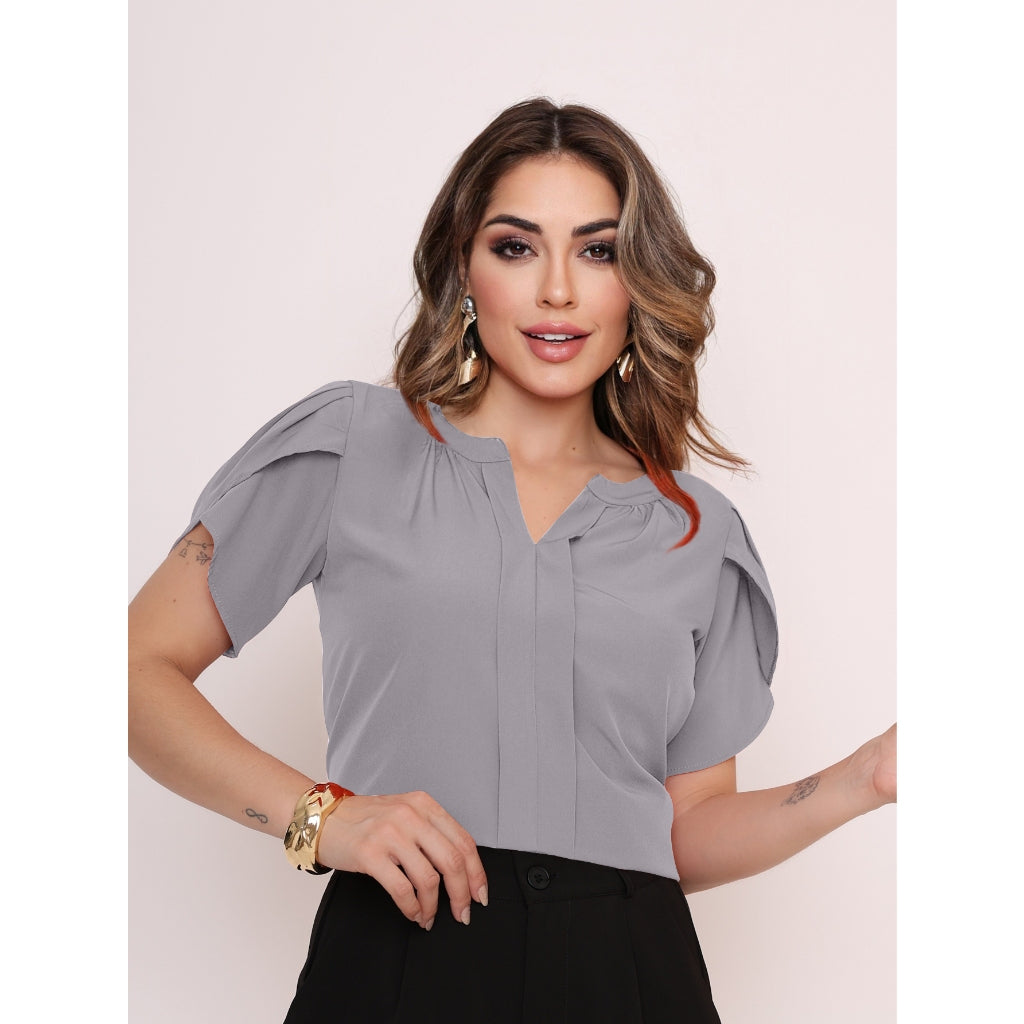 Blusa Manga Com Decote Em V