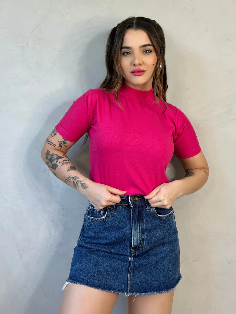 Blusa Gola Alta Básica Algodão