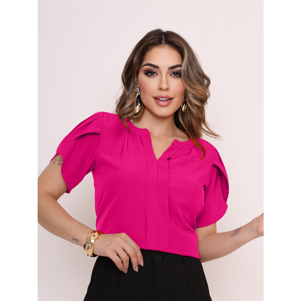Blusa Manga Com Decote Em V