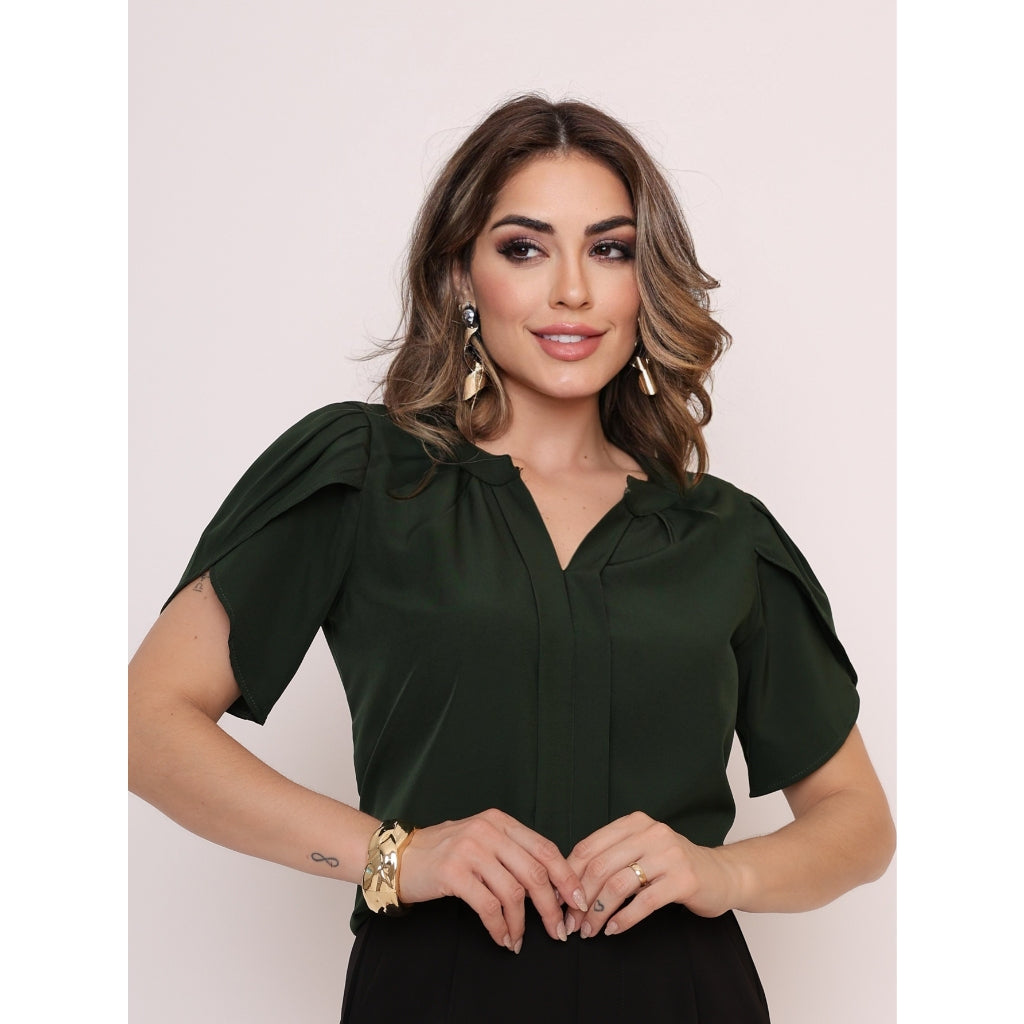 Blusa Manga Com Decote Em V