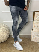 Calça Denim Masculina Super Skinny Rasgada Premium