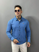 Camisa Jeans Masculina Manga Longa Premium