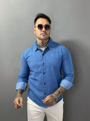 Camisa Jeans Masculina Manga Longa Premium