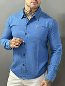 Camisa Jeans Masculina Manga Longa Premium
