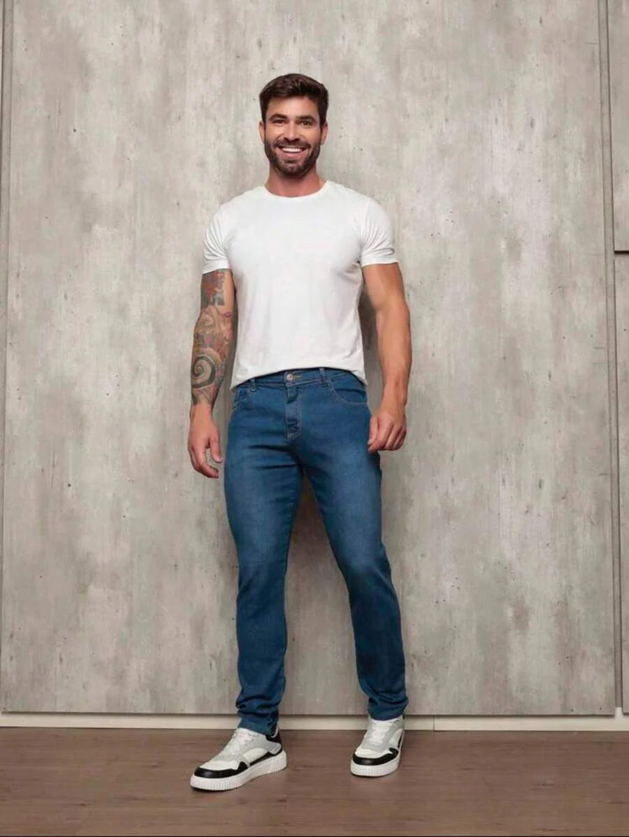 Calça Jeans Básica Masculina Elastano Premium