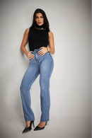 CALÇA FEMININA RETA NEW PUSH UP CHAPA BARRIGA PREMIUM