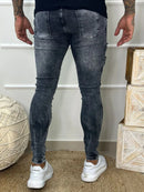Calça Denim Masculina Super Skinny Rasgada Premium