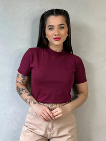 Blusa Gola Alta Básica Algodão