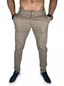 Calça de Sarja Brim Masculina com Lycra Elastano Slim Esporte Fino Social Premium