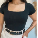 Blusa Manga Curta Gola Quadrada