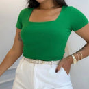 Blusa Manga Curta Gola Quadrada