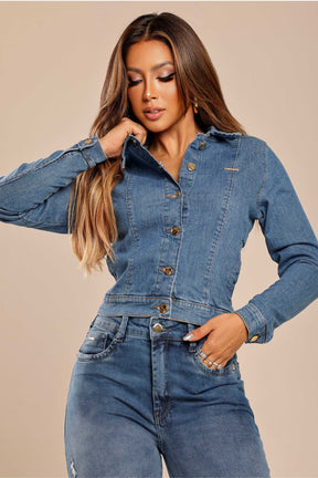 JAQUETA FEMININA JEANS CLARO PREMIUM