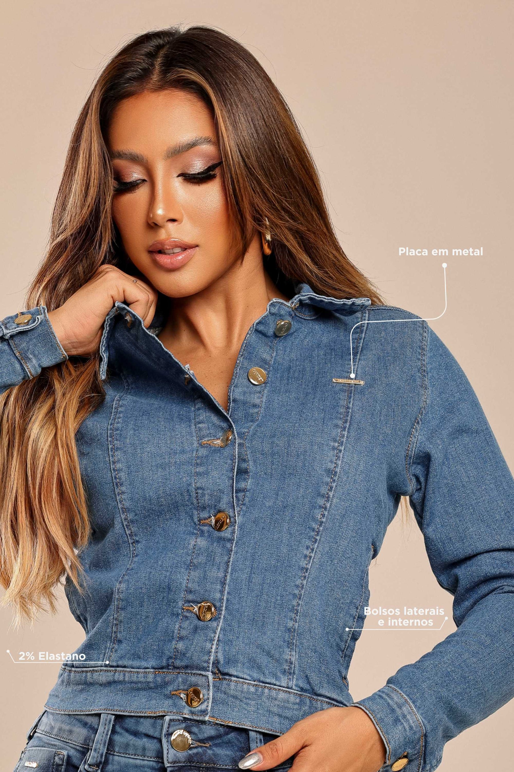JAQUETA FEMININA JEANS CLARO PREMIUM