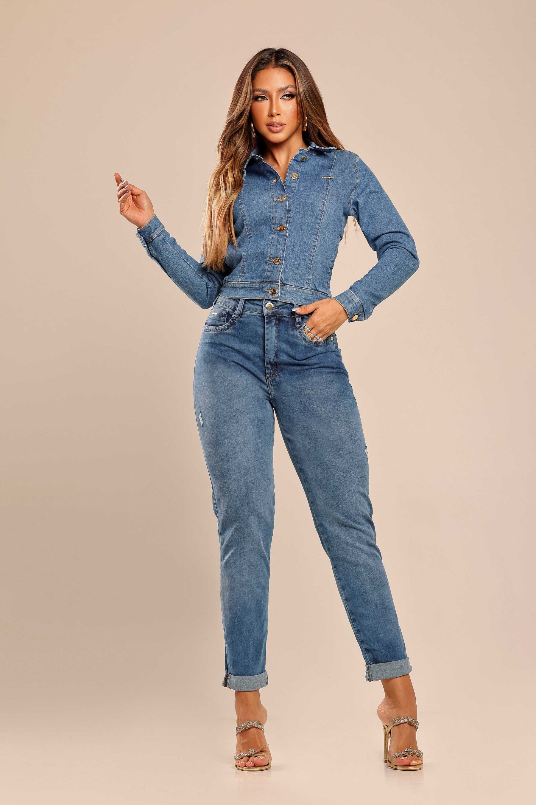 JAQUETA FEMININA JEANS CLARO PREMIUM