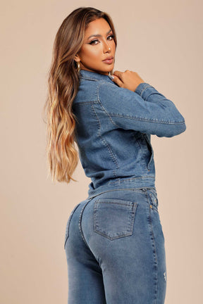 JAQUETA FEMININA JEANS CLARO PREMIUM