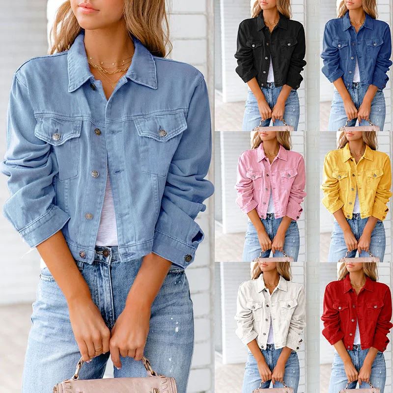 Jaqueta Jeans Feminina em Cores Vibrantes Premium