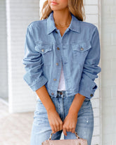 Jaqueta Jeans Feminina em Cores Vibrantes Premium