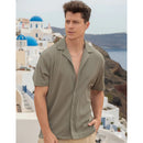 Camisa Casual Masculina Texturizada Com Botões Old Money Premium